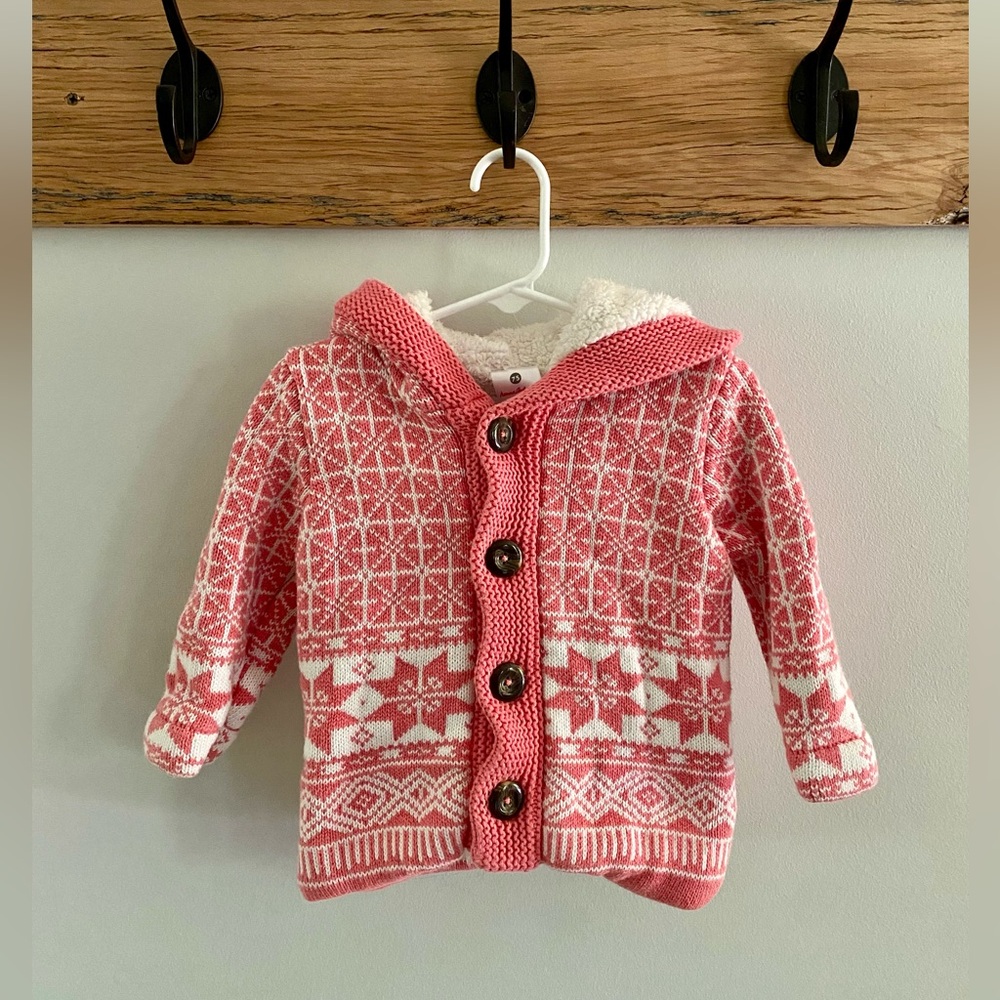 Hanna Andersson Pink and White Nordic Sweater